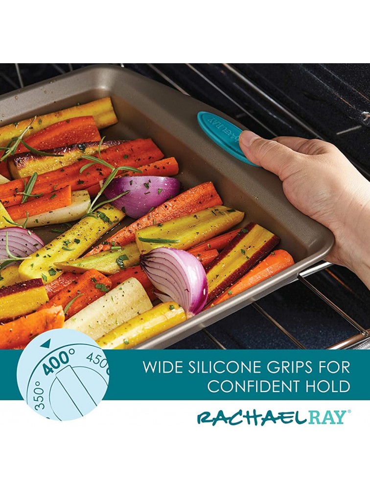 Rachael Ray Cucina Nonstick Baking Pan With Grips Nonstick Cake Pan With Grips Rectangle 9 Inch x 13 Inch Brown - BAHVKCJN2