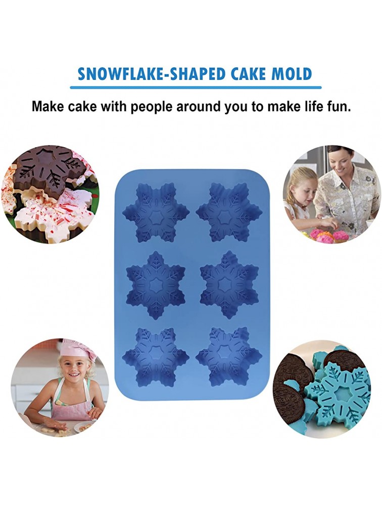 Silicone Snowflake Molds FineGood 2 Pack Cake Pans Cookie Trays Handmade Soap Making Moulds Also for Chocolate Pudding Jelly Muffin Cups Kitchen Baking Decoration 6-Cavity Blue Purple - BVSNJJICB