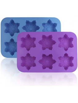 Silicone Snowflake Molds FineGood 2 Pack Cake Pans Cookie Trays Handmade Soap Making Moulds Also for Chocolate Pudding Jelly Muffin Cups Kitchen Baking Decoration 6-Cavity Blue Purple - BVSNJJICB