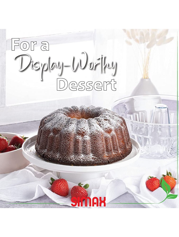 Simax Clear Glass Fluted Bundt Cake Pan | Heat Cold and Shock Proof 2.1 Quart 8.4 Cups Made in Europe Great for Ring Cakes Puddings Desserts Monkey Bread and More Dishwasher Safe - BPHLXPSIL