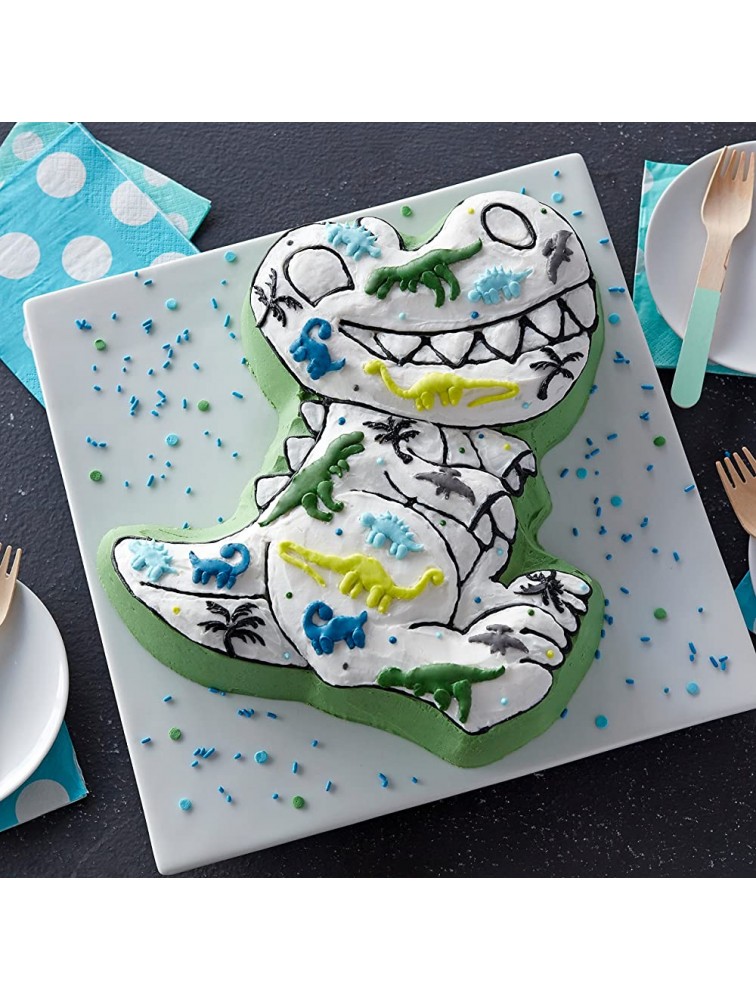 Wilton Dinosaur Cake Pan Kids 3D Birthday Cake Pan Silver Aluminum - B5KOG3BV7