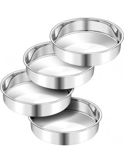 11 Inch Cake Pan Set of 4 AIKWI Stainless Steel Round Cake Pans for Wedding Birthday Layer Cake One-piece Molding Healthy & Durable Mirror Finish & Dishwasher Safe - B1V9L9IAM