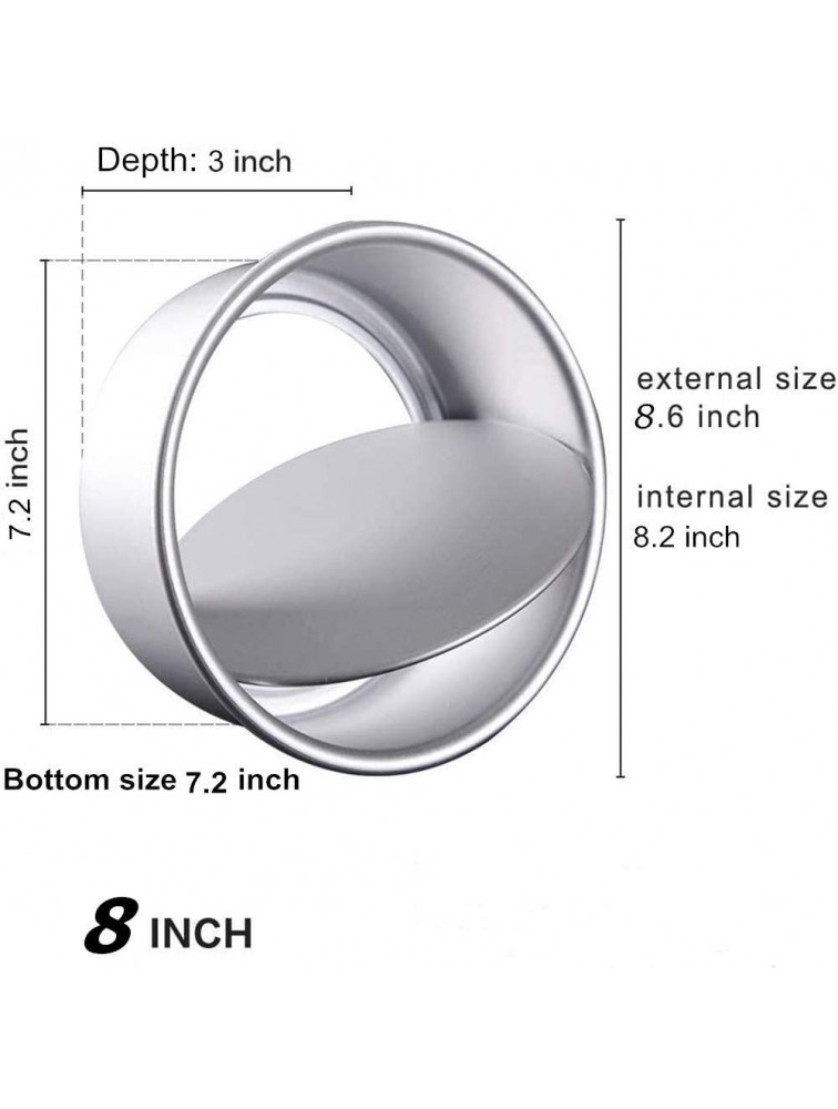 2 Pack 8-Inch Non-Stick Deep Aluminum Round Cake Pan With Removable Bottom For Wedding Birthday Christmas Cake Baking Round Cake Tin Set With Loose Base - B9D9LXJYM