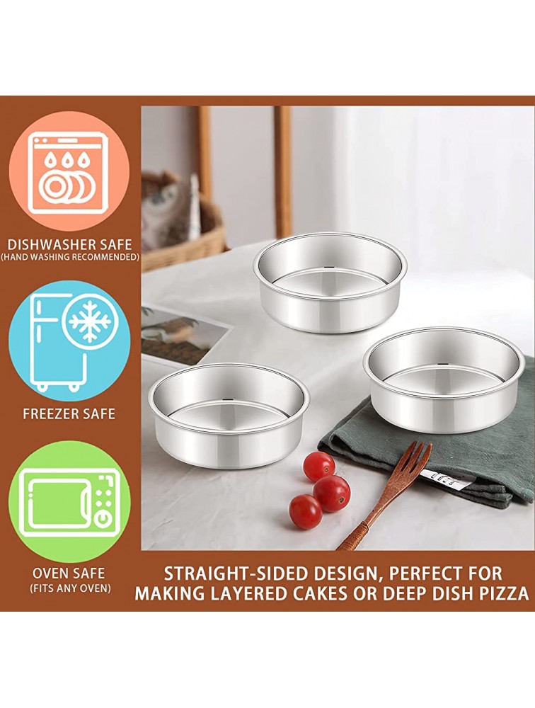 6 Inch Cake Pans Set 3 Pcs Paincco Stainless Steel Round Baking Pans Layer Birthday Wedding Cake Pans Fit in Oven Pots Pressure Cooker Healthy & Sturdy Mirror Finish & Dishwasher Safe - B50269O1P