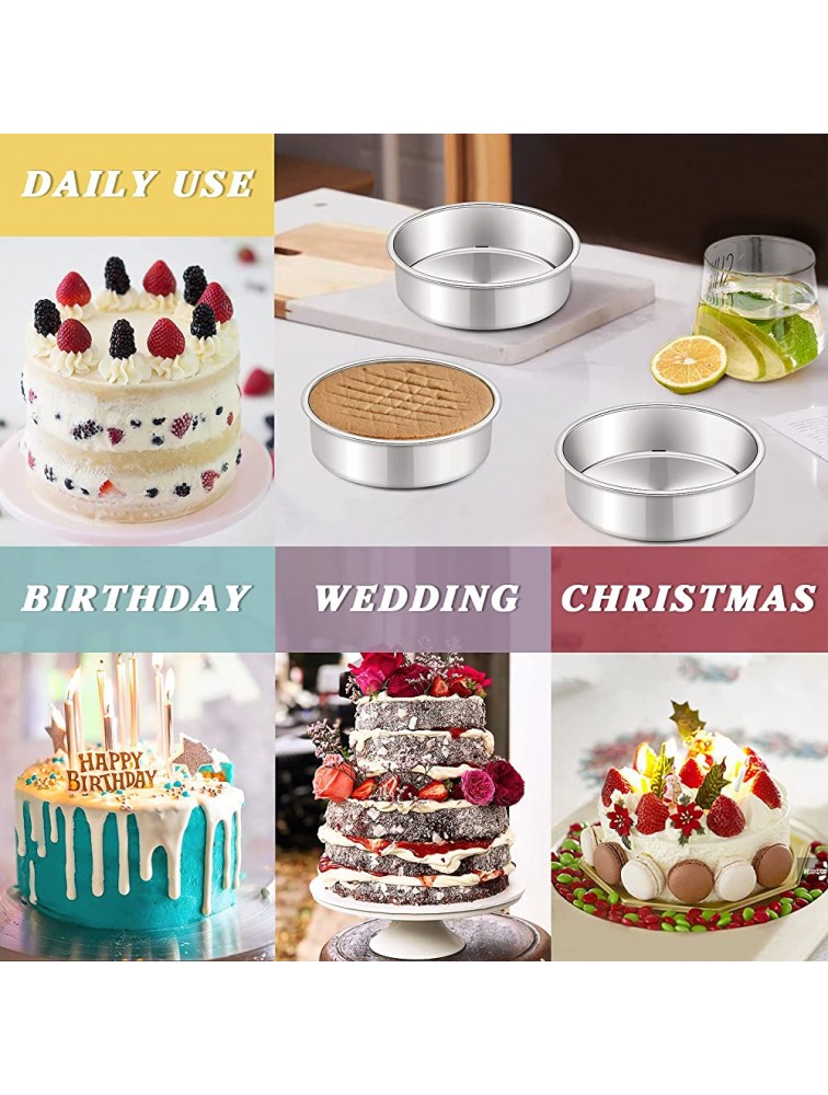 6 Inch Cake Pans Set 3 Pcs Paincco Stainless Steel Round Baking Pans Layer Birthday Wedding Cake Pans Fit in Oven Pots Pressure Cooker Healthy & Sturdy Mirror Finish & Dishwasher Safe - B50269O1P