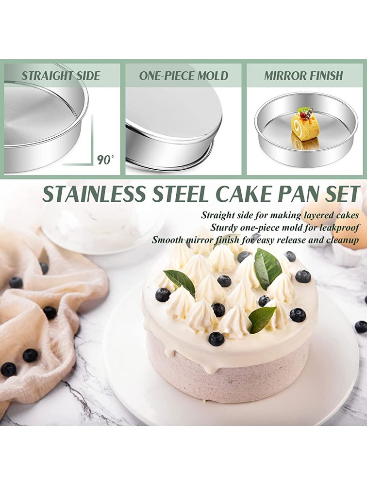 8 Inch Cake Pan Set of 4 Deedro Stainless Steel Cake Pans Round Cake Baking Pans for Wedding Birthday Layer Cake One-piece Molding Healthy & Durable Mirror Finish & Dishwasher Safe - B6HRLAW9C