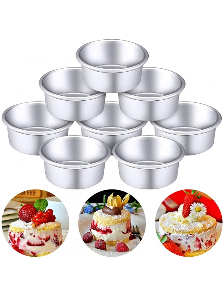 8 Pieces Round Aluminum Cake Pan Set Non-stick Round Cheesecake Baking Pans for Home Party Baking Supplies - B501FXEPZ