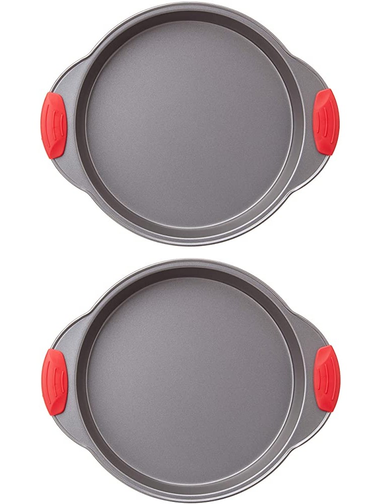 Basics Non-Stick Round Cake Pan 9-Inch Gray with Red Grips 2-Pack - BHRXDYCPT
