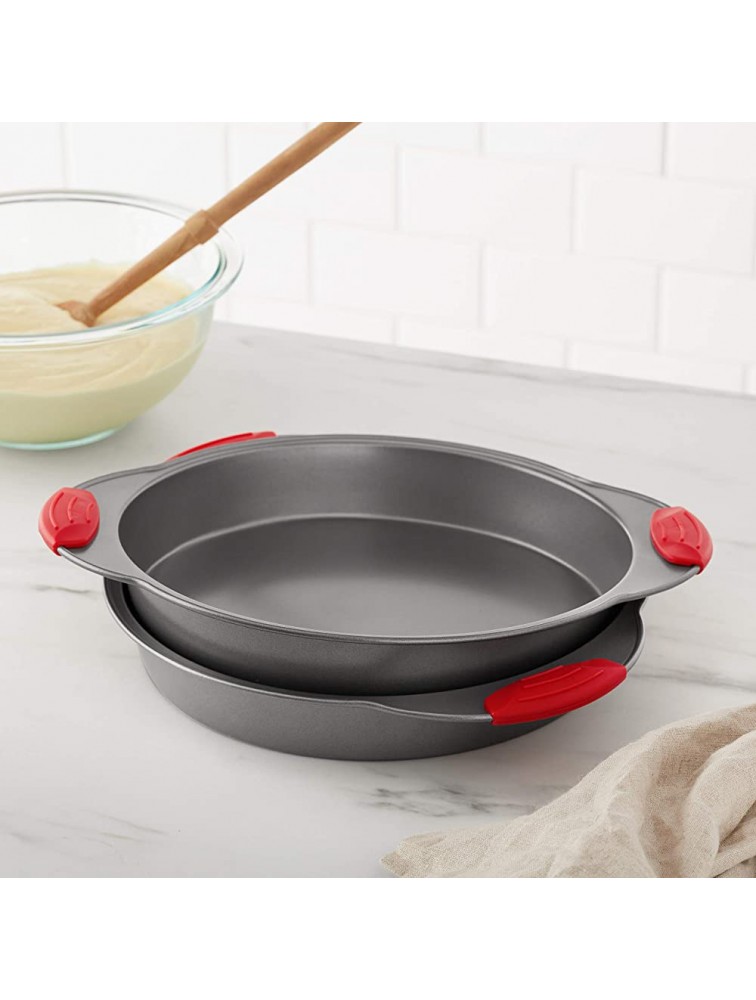 Basics Non-Stick Round Cake Pan 9-Inch Gray with Red Grips 2-Pack - BHRXDYCPT