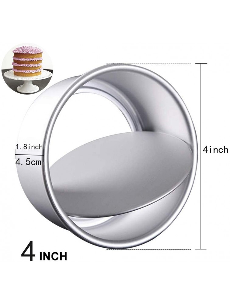 Cake Pan Round Bakeware 4 Pieces 4Round Bakeware with Removable Bottom made of Anodized Aluminum for Cake Non-Stick Coating Bakeware with Removable Bottom Silver - B10NQAR9X