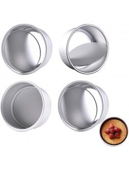 Cake Pan Round Bakeware 4 Pieces 4"Round Bakeware with Removable Bottom made of Anodized Aluminum for Cake Non-Stick Coating Bakeware with Removable Bottom Silver - B10NQAR9X