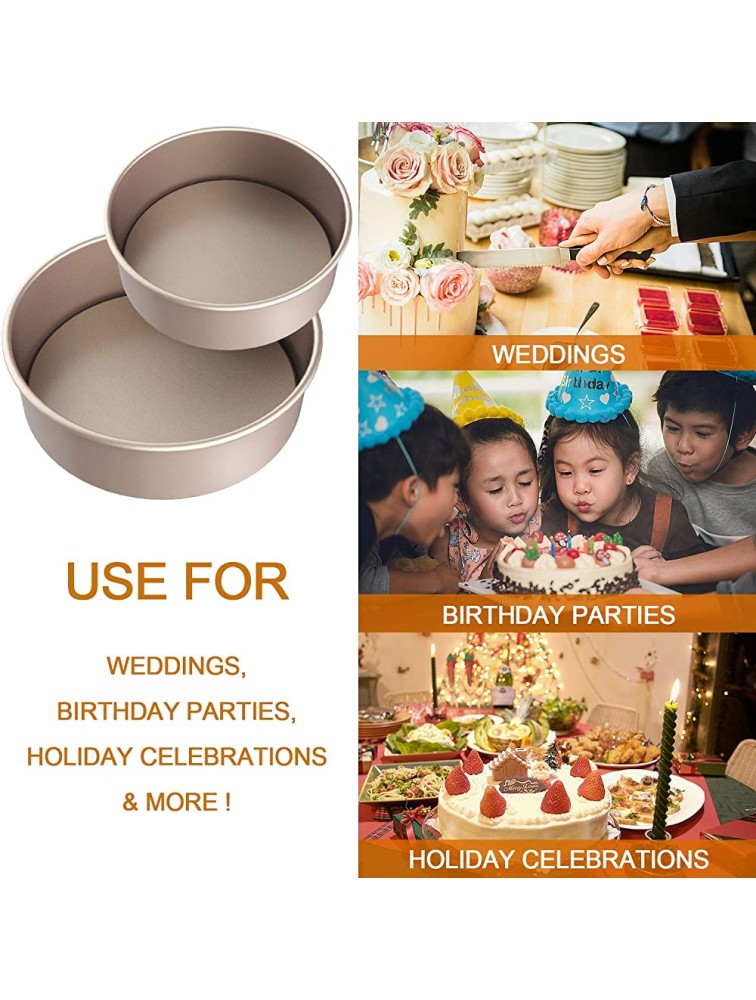 CHEFMADE Bakeware Round Cake Pan 2 Pieces 6-Inch and 8-Inch with Removable Loose Bottom Nonstick & Quick Release Coating Chiffon Bakeware for Oven and Instant Pot Baking Champagne Gold - BVVQ499F7