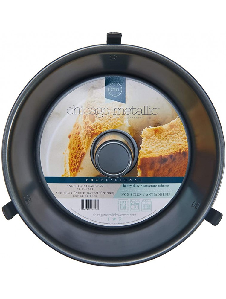 Chicago Metallic Professional 2-Piece 9.5-Inch Angel Food Cake Pan with Feet 9.5 x 4 - BI7I0YMMX