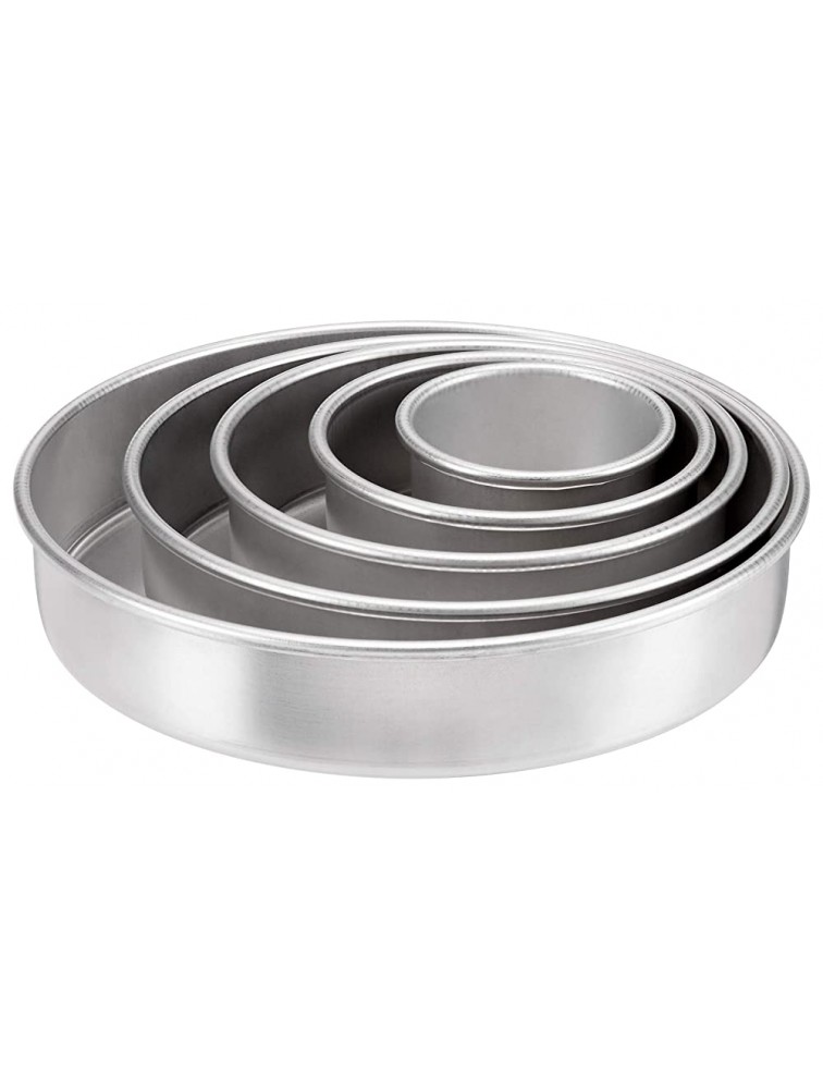 Commercial Aluminum Round Cake Pans 5-Piece Set Includes Pan Sizes in 12 10 8 6 and 4 Inches - B7158W867