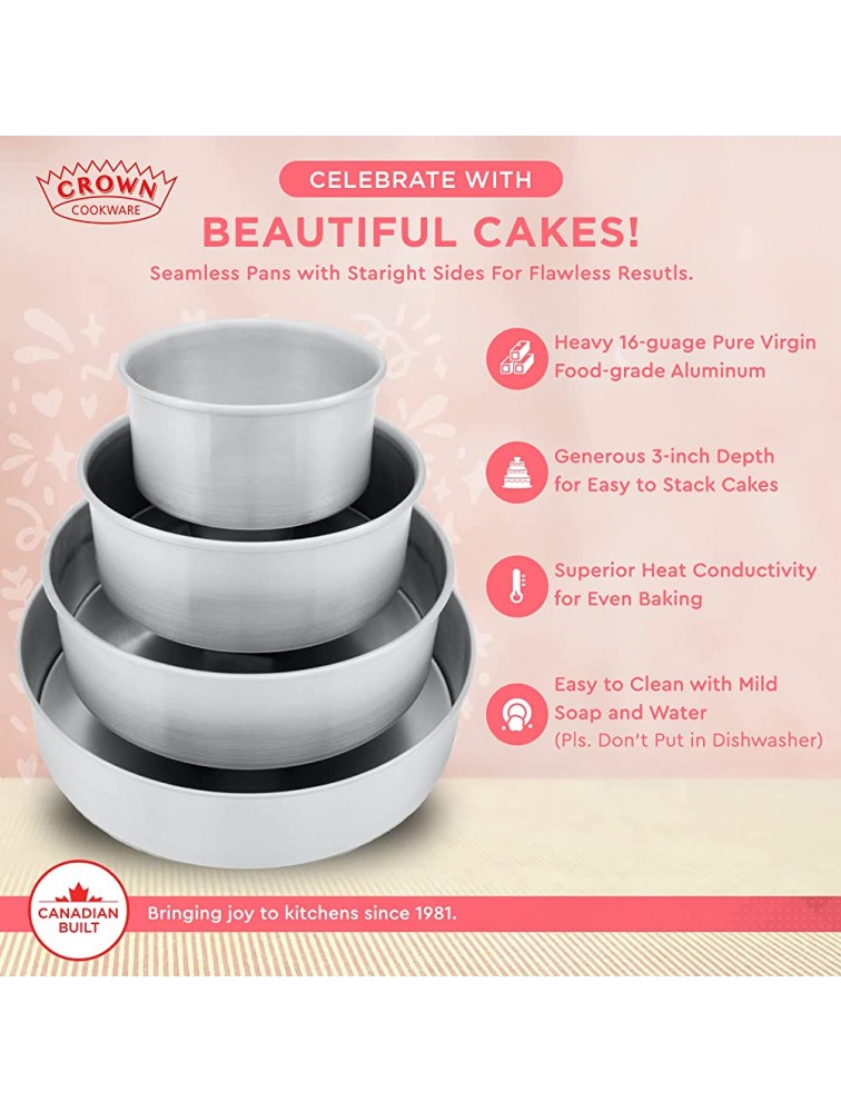 Crown 7 inch Cake Pans 2 Deep Set of 2 Heavy Duty Fully Straight Sides Even-Heating Made in Canada - BZ5ATA97N