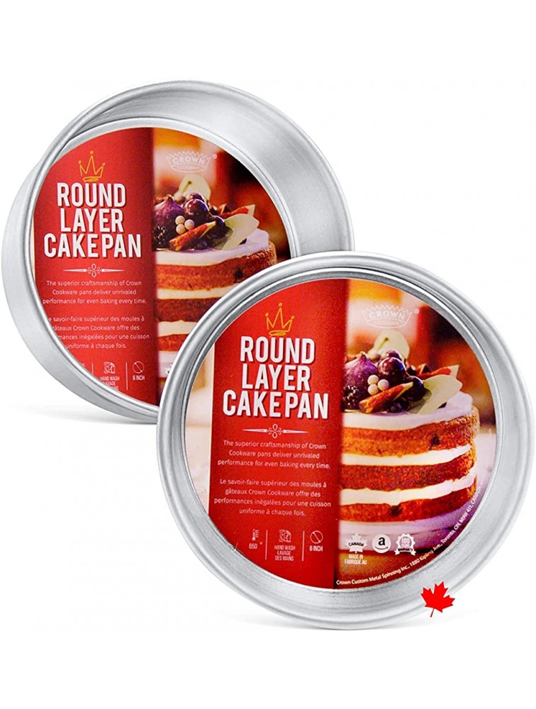 Crown 7 inch Cake Pans 2" Deep Set of 2 Heavy Duty Fully Straight Sides Even-Heating Made in Canada - BZ5ATA97N