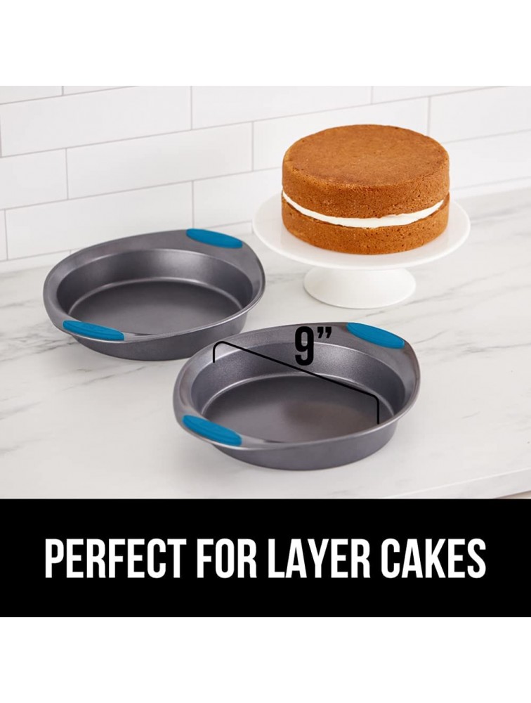 Gorilla Grip Square Cake Pan and Round Cake Pan Both in Aqua Color Nonstick Square Cake Pan is 9x9 Nonstick Round Cake Pan is 10x12.2 2 Item Bundle - B7WOG8ZHY