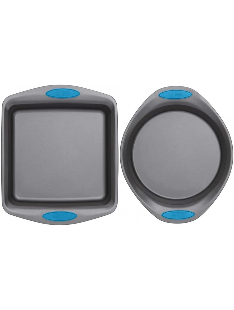 Gorilla Grip Square Cake Pan and Round Cake Pan Both in Aqua Color Nonstick Square Cake Pan is 9x9 Nonstick Round Cake Pan is 10x12.2 2 Item Bundle - B7WOG8ZHY