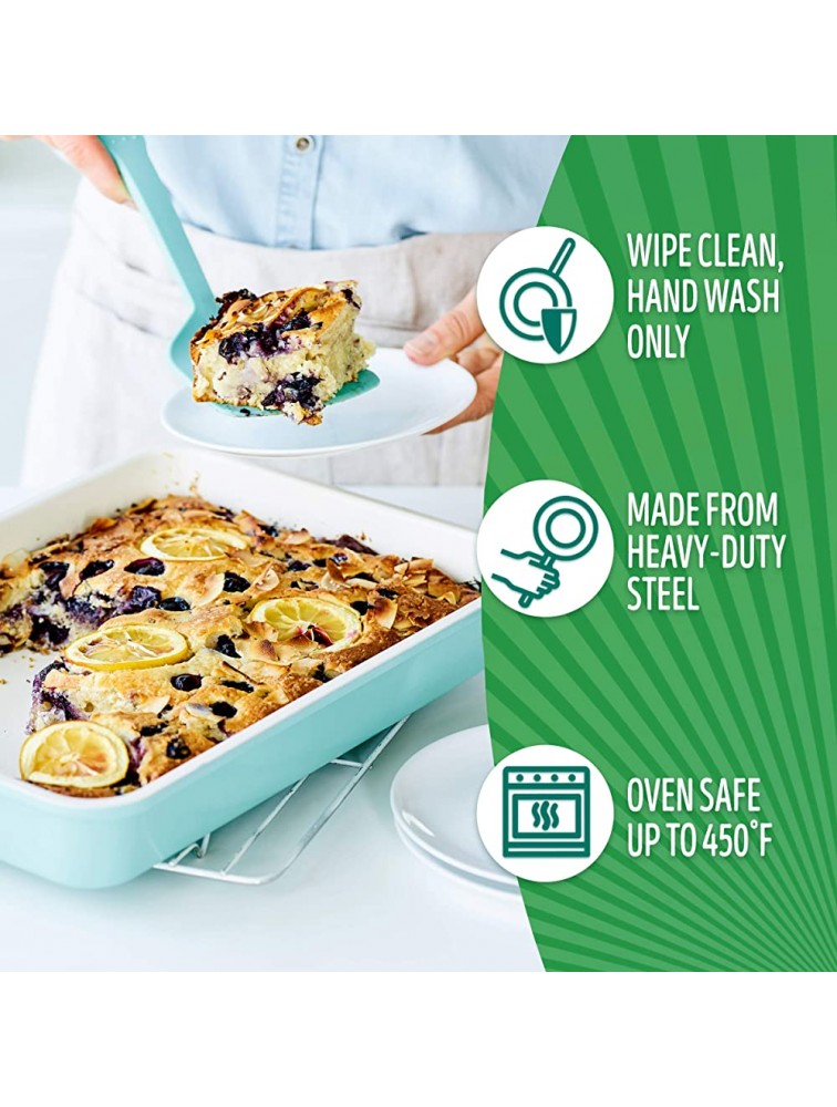 GreenLife Bakeware Healthy Ceramic Nonstick 13 x 9 Rectangular Cake Baking Pan PFAS-Free Turquoise - B1JYROTJW