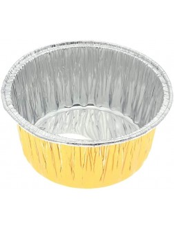 KEISEN 3.4 In 130ml 5oz 100 PK Disposable Aluminum Foil Cups for Muffin Pie Tart Quiche Round Bread Loaf Pan Oven Cupcake Baking Bake Utility Ramekin Cup Gold - B93JNPNDK