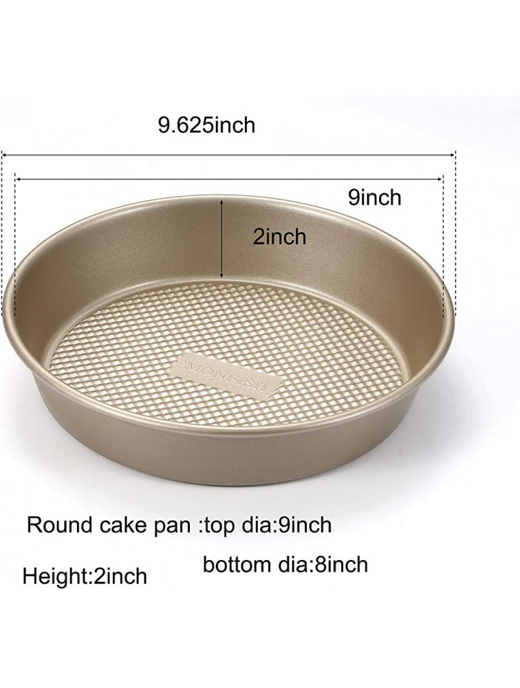 MONFISH Round Cake Pan 9 inch Carbon Steel Bakeware with Textured Finish Deep Non-Stick Baking Tray Oven Dish for Bread Rolls Brownie Lasagna Cookies Meatloaf Kitchen Accessories - B47DEM0SJ