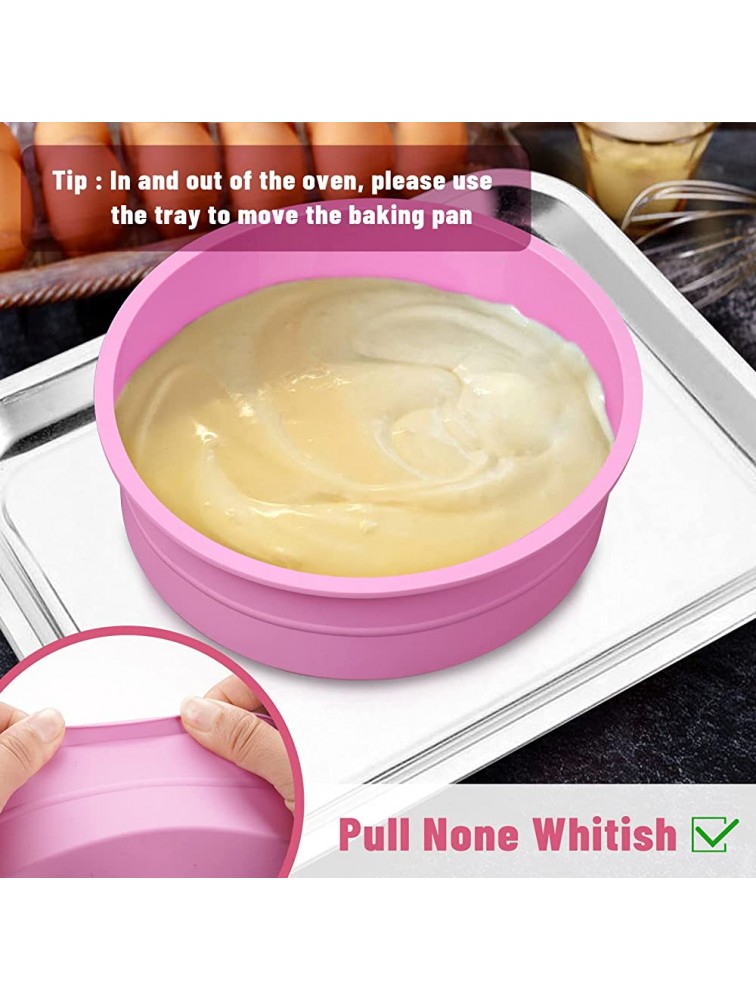 Round Silicone Cake Pan Mold Baking Set of 4 Nonstick Quick Release Bakeware Pan For Cheesecake Rainbow Cakes and Chocolate Cakes 4 6 8 10 Dishwasher Safe - B9UWE6D5E