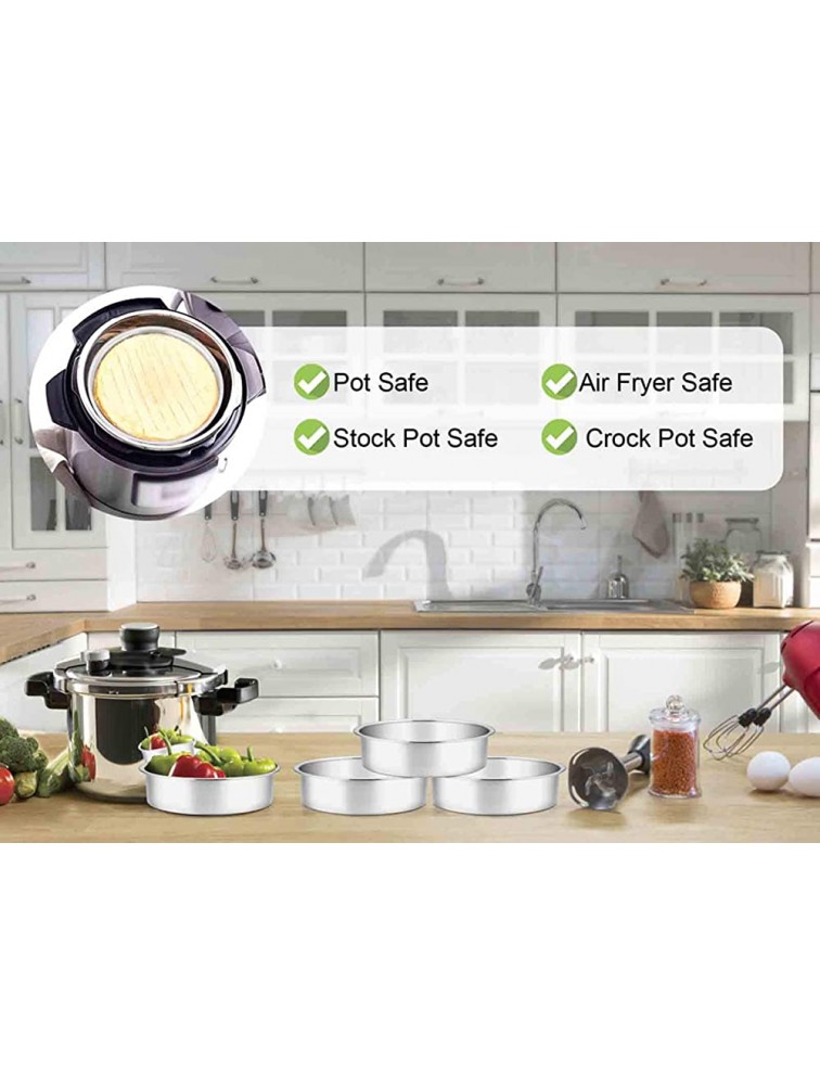 TeamFar 6 Inch Cake Pan 4 Pcs Round Tier Cake Pans Set Stainless Steel for Baking Steaming Serving Fit in Oven Pot Air Fryer Healthy & Heavy Duty Mirror Finish & Dishwasher Safe - BY46TFOAY