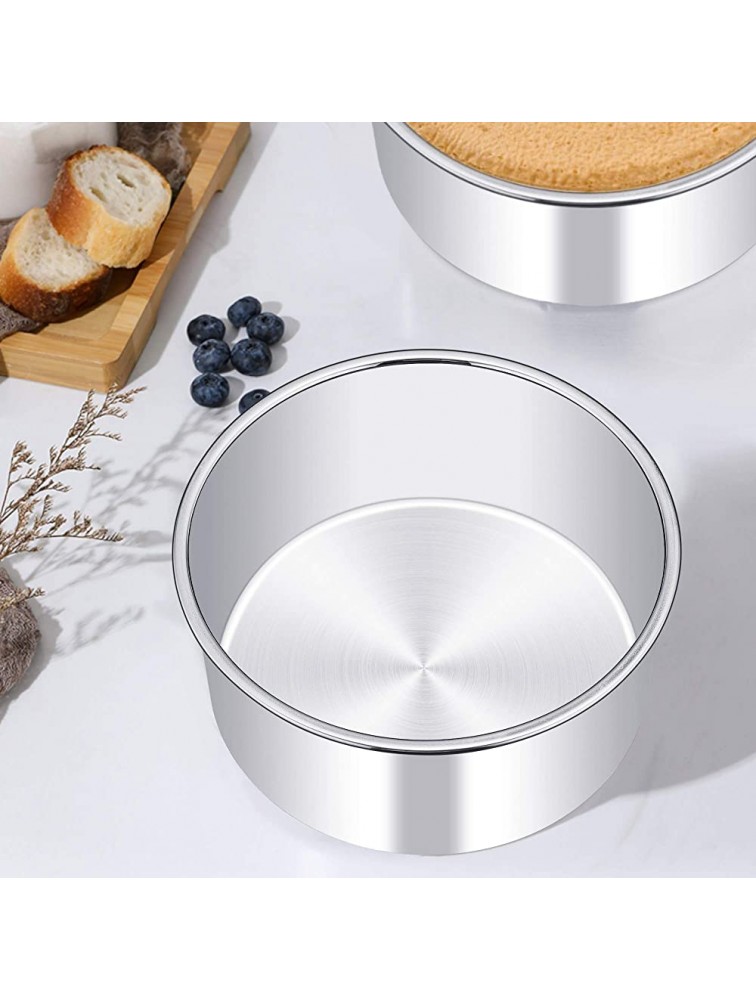 TeamFar 6 Inch Cake Pan Set of 3 6” x 3” Round Cake Pan Deep Tier Baking Cake Pans Stainless Steel For Birthday Wedding Party Healthy & Toxic Free Deep & Straight Size Oven & Dishwasher Safe - BE9MDHAQM