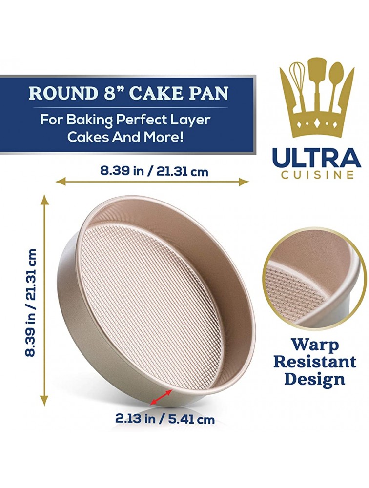 Textured Nonstick Steel 8 inch Round Cake Pan by Ultra Cuisine – Durable Oven-Safe Warp-Resistant Easy Clean for Cooking and Baking - BAZVCKJY6