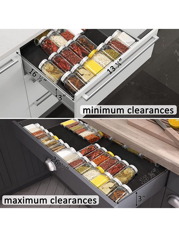 2 Pack Spice Drawer Organizer 4 Tier Spice Organizer for Drawer with 30 Rubber Bumpers Expandable Spice Rack Tray for Kitchen Drawers - BMGRQ4D99