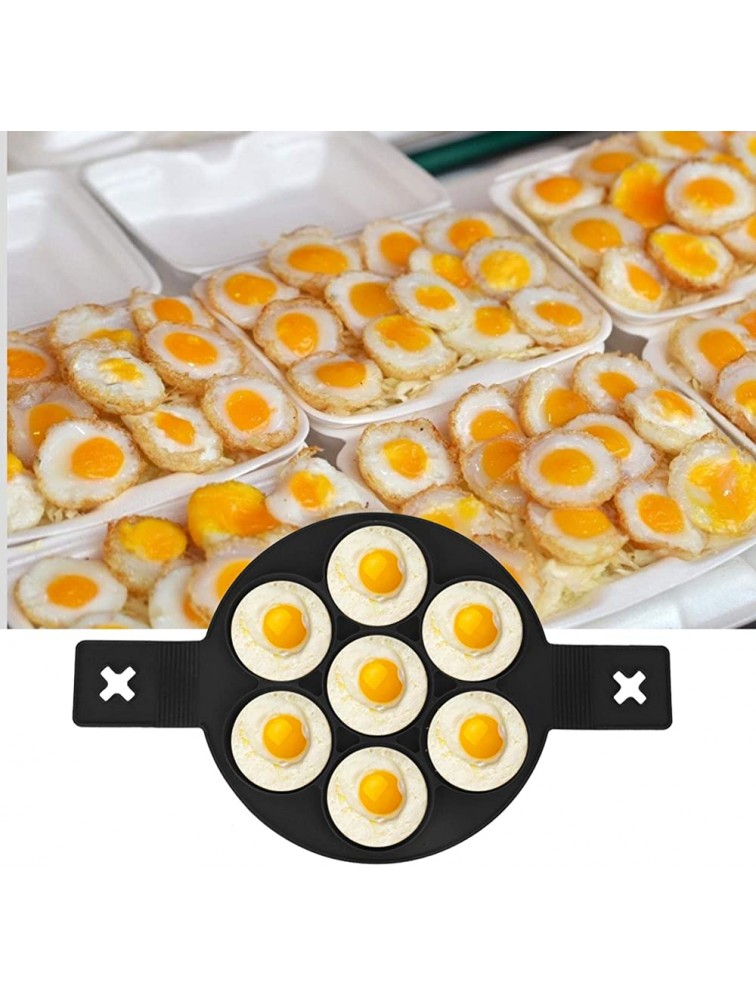 7 Holes Round Egg Pancake Maker Mold Nonstick Silicone Diy Baking Tools Cake Cookies Muffin Making Mold with Double Handles for Kitchen - B9QFUFXCD