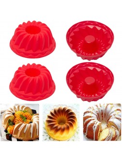 8 Pack Silicone Cake Pan Mini Cake Molds Baking Molds Nonstick Jello Fulted Flexible Ring Mold for Baking Red - BX8DLRJG3