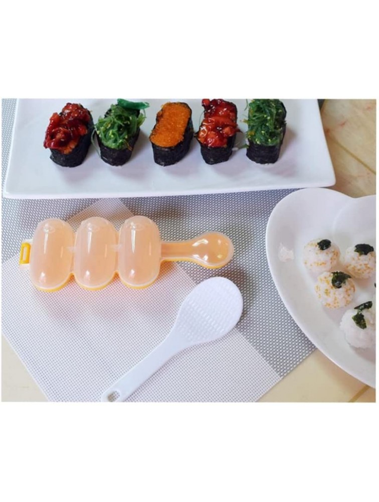 Cake Food Mold Ball Shaped Shape Sushi Maker Mould Kitchen Mold Tools Seaweed Cutter Rice Ball with Spoon Orange - BL1IW9MEO