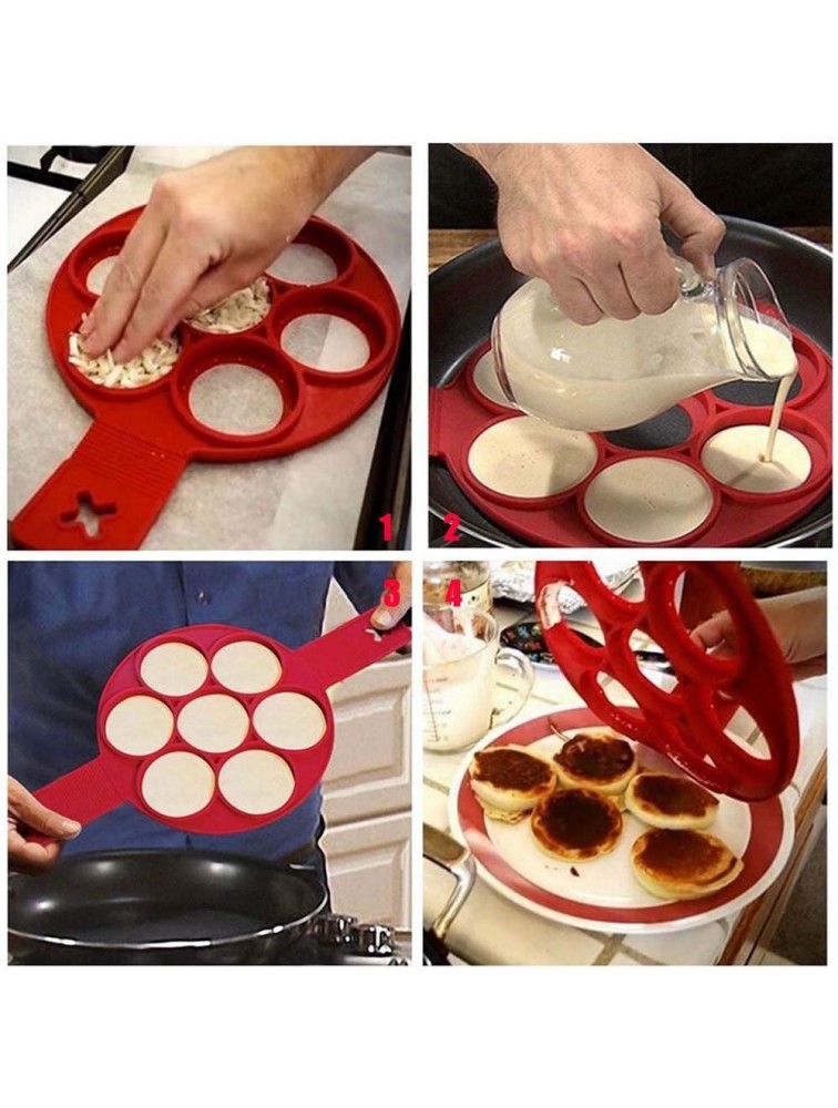 Pancake mold maker Mini pancakes maker 2 pack Upgrade 14 Cavity Nonstick Silicone Baking Round Mold Silicone Egg Rings Muffin heart Pancake maker mold - BPHS9ODA4