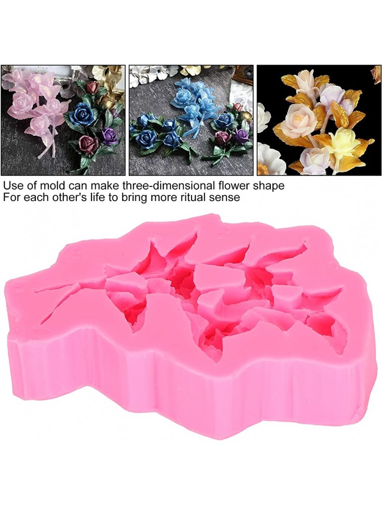 Pastry Mould Mold Rose Flower Shape Pink Cake Decoration Bakeware Tools DIY Baking Tools Silicone Cake Molds for DIY Cake Chocolate Candle - BG7HV6D4N