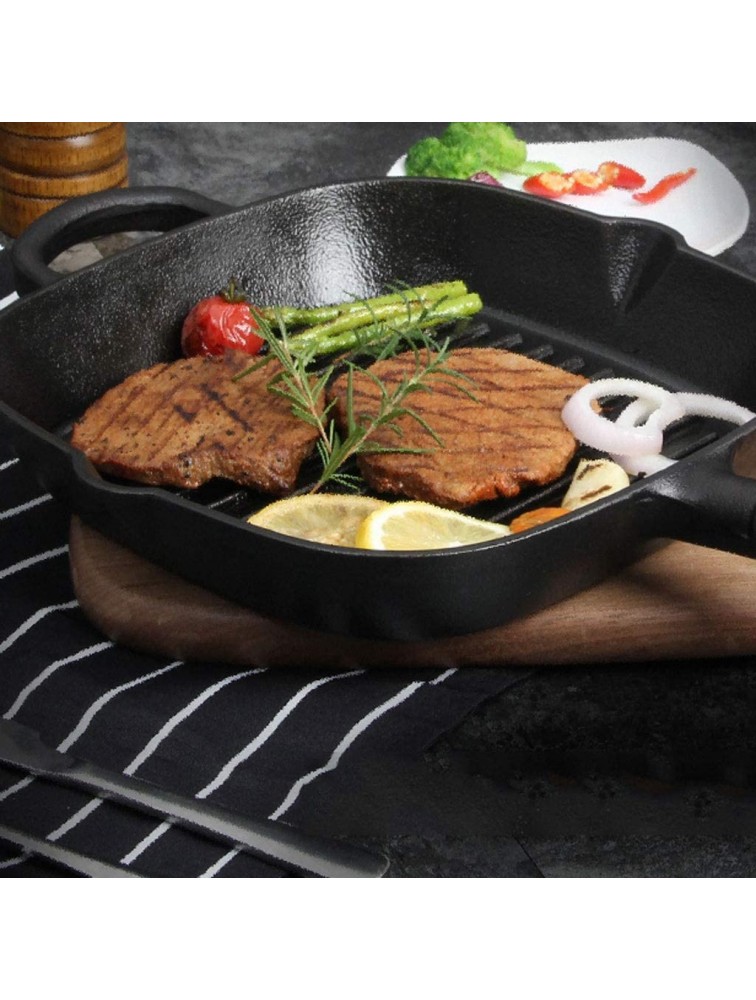 SHYOD Frying Pan Pre-Seasoned Grill Pan，with Easy Grease Draining for Grilling Bacon Steak and Meats，Can Be Used to Drain Oil Used to Roast Bacon Meat - BVYX292FS