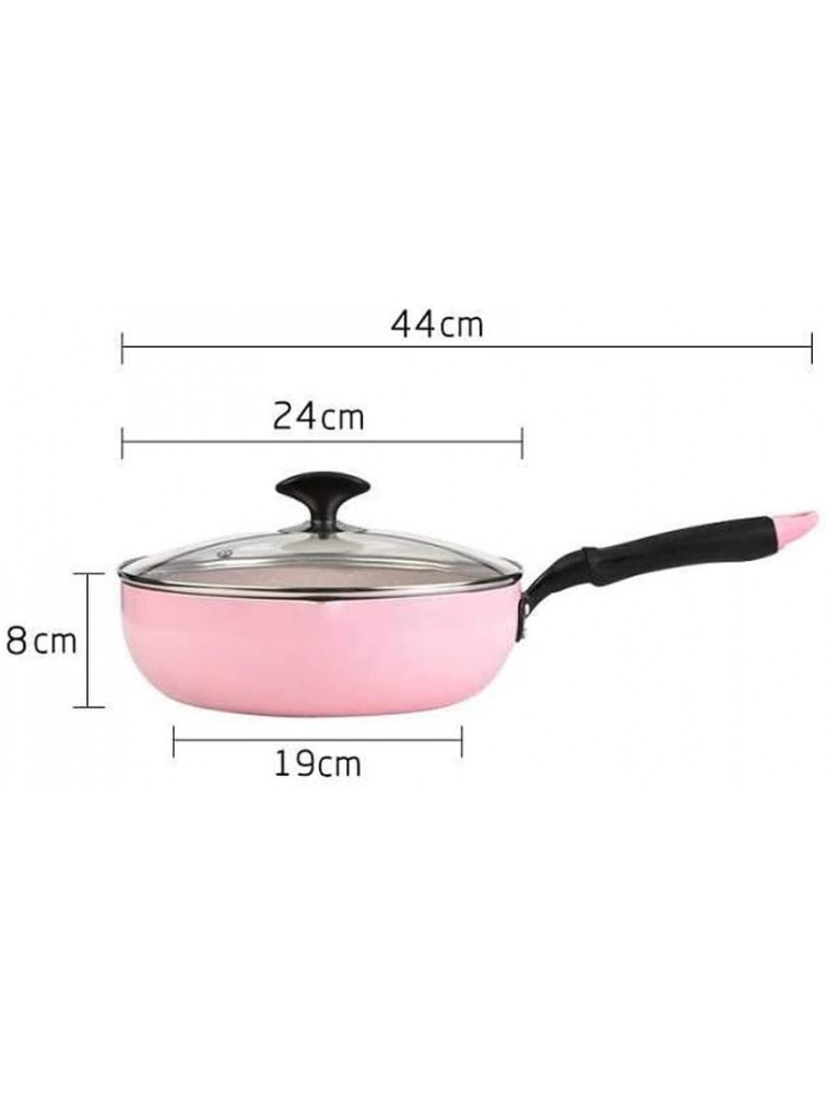 SHYOD Household Pan with Lid Non Stick Small Frying Pan Frying Pan Single Handle Pink - BB6XHI0XZ