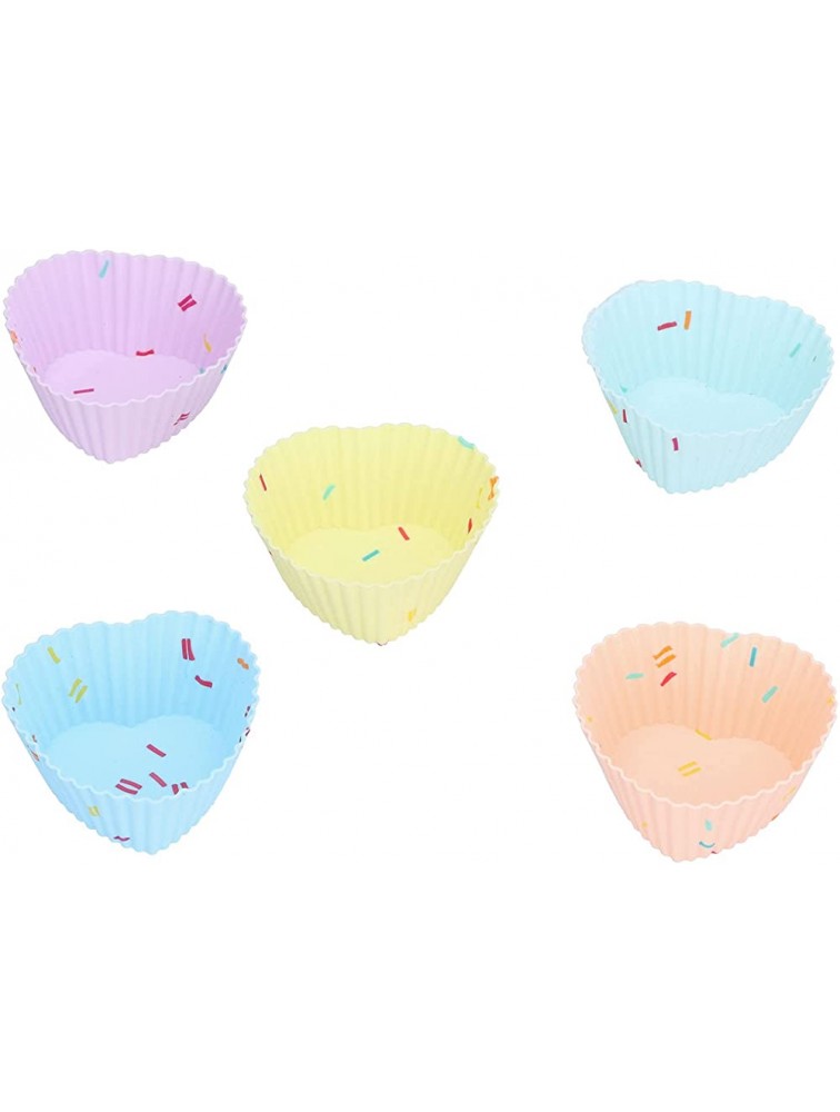 Silicone Baking Cups Bright Colors Reused Silicone Baking Mold for Baking for Oven Microwave or RefrigeratorHeart-shaped suit 20pcs - B4PBL5B3R