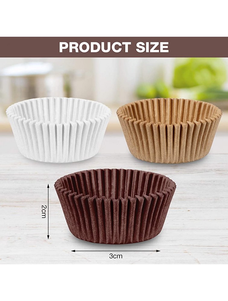 1000 Pieces Mini Cupcake Liners for Baking Liners Paper Cupcake Wrappers Bulk Cup Cake Cases Muffin Baking Paper Cups for Candy Cooking Standard Size Brown White Nature,1.18 x 0.79 Inch-Mini Size - B3BRKH2HR