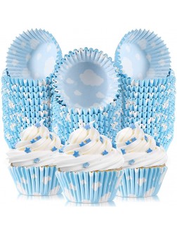 300 Pcs Cloud Blue Cupcake Liners White Light Blue Cupcake Wrappers Paper Blue Muffin Cups Birthday Theme Party Baking Cups Baby Shower Decor Could Baking Wrapping and Packaging for Party Supplies - BY6IYDVEW
