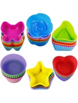 42 pcs Silicone Cupcake Baking Cups SENHAI Non-Stick Heat Resistant Cake Molds Ice Cube Molds for Making Muffin Chocolate Bread 6 Shapes - BH5YBYJRW