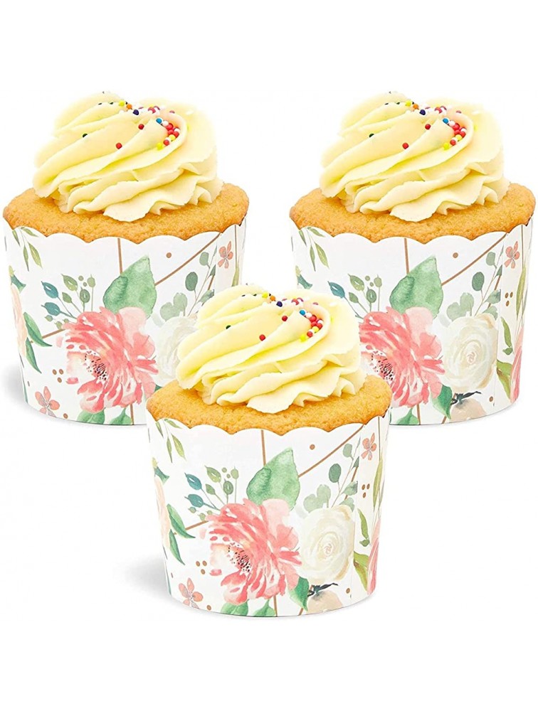 50-Pack Muffin Liners Floral Watercolor Cupcake Wrappers Paper Baking Cups - BZOLUDU0T