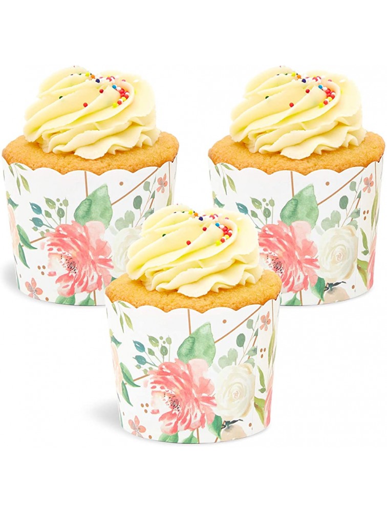 50-Pack Muffin Liners Floral Watercolor Cupcake Wrappers Paper Baking Cups - BZOLUDU0T