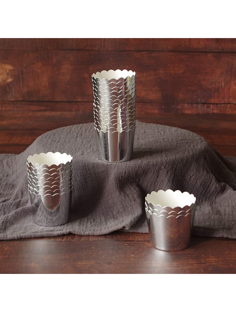 50 Pcs Paper Cupcake Liners Baking Cups Holiday Parties Wedding AnniversarySilver - BQEWJUZ51