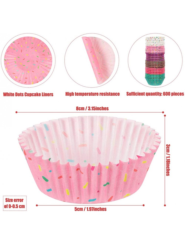 600 Pieces Christmas Candyland Party Cupcake Liners Colorful Paper Baking Cups Cupcake Wrappers Wraps Muffin Case Trays for Christmas Candyland Donut Party Decorations Delicate Color - BIZRZDKAR
