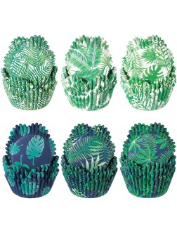 600 Pieces Tropical Hawaiian Themed Cupcake Liners Palm Leaf Cupcake Baking Cups Tiki Luau Parties Muffin Wrappers Hawaiian Paper Wraps Muffin Case Trays for Hawaiian Luau Summer Party Decor - BZSZNSUKA