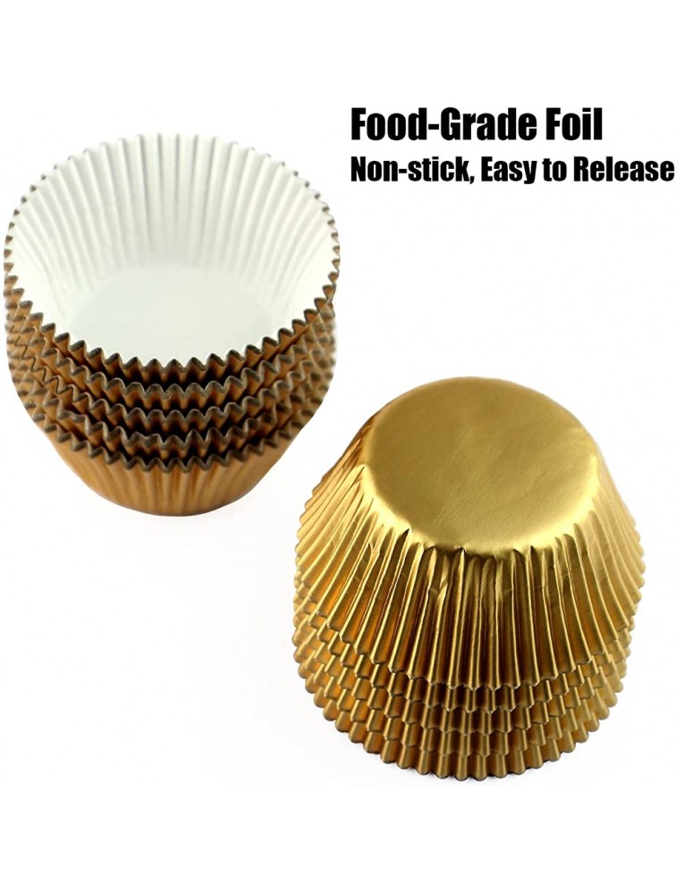 Amcupcake Gold Foil Metallic Cupcake Liners Wrappers Baking Cups Standard Size 200-Count - BEBVEVWUC