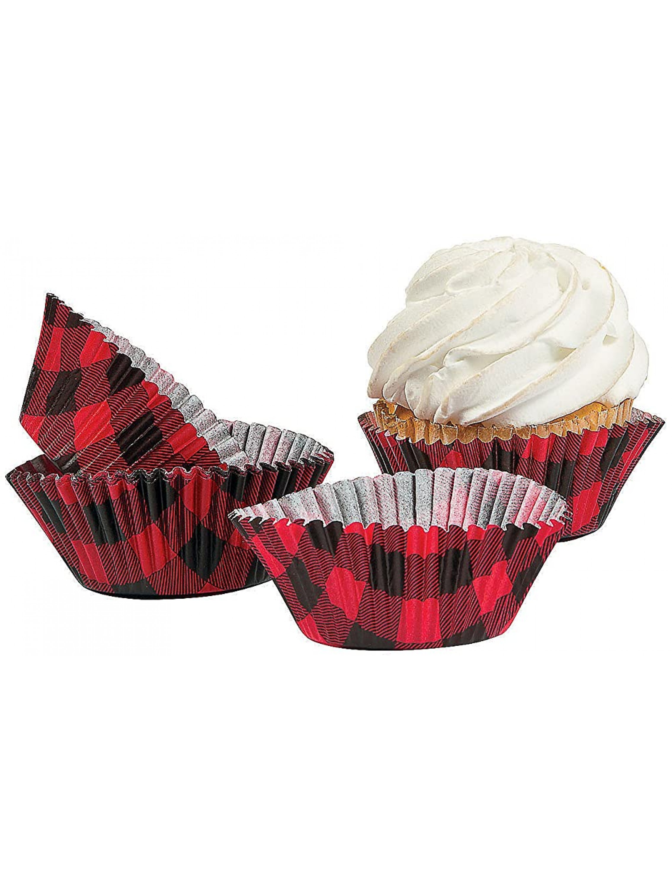 Buffalo Plaid Cupcake Wrappers Bulk 100 Pack Christmas Baking Cups and Lumberjack Party Supplies - B8YMHV8IJ