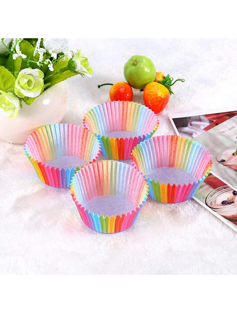 Cupcake Cases Cake Paper Cup Rainbow Baking Cups for Oven Wedding Party Birthday 100pcs - BVHDGCH6C