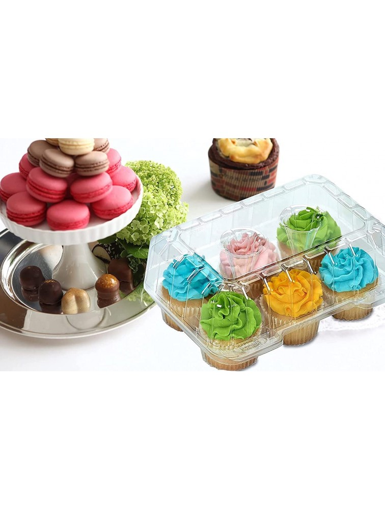 Cupcake Containers Plastic Disposable clear cupcake boxes carrier containers 4 High for high topping Holds 6 Cupcakes Each- 12 Pack - BEKIB4X5F